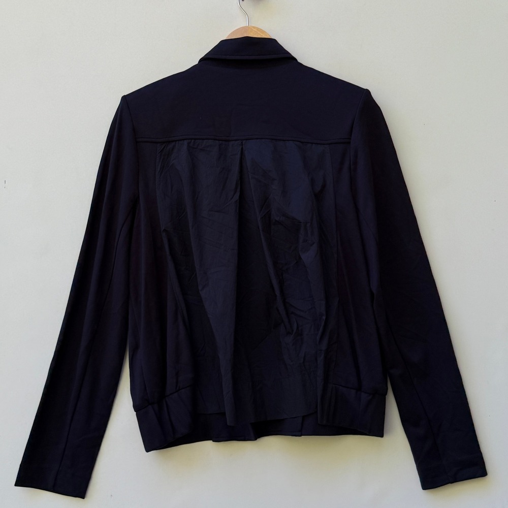 Cabi Moto Jacket Women's Medium Navy Blue Stretch Knit Zip Up Knit Soft Casual - Picture 5 of 7